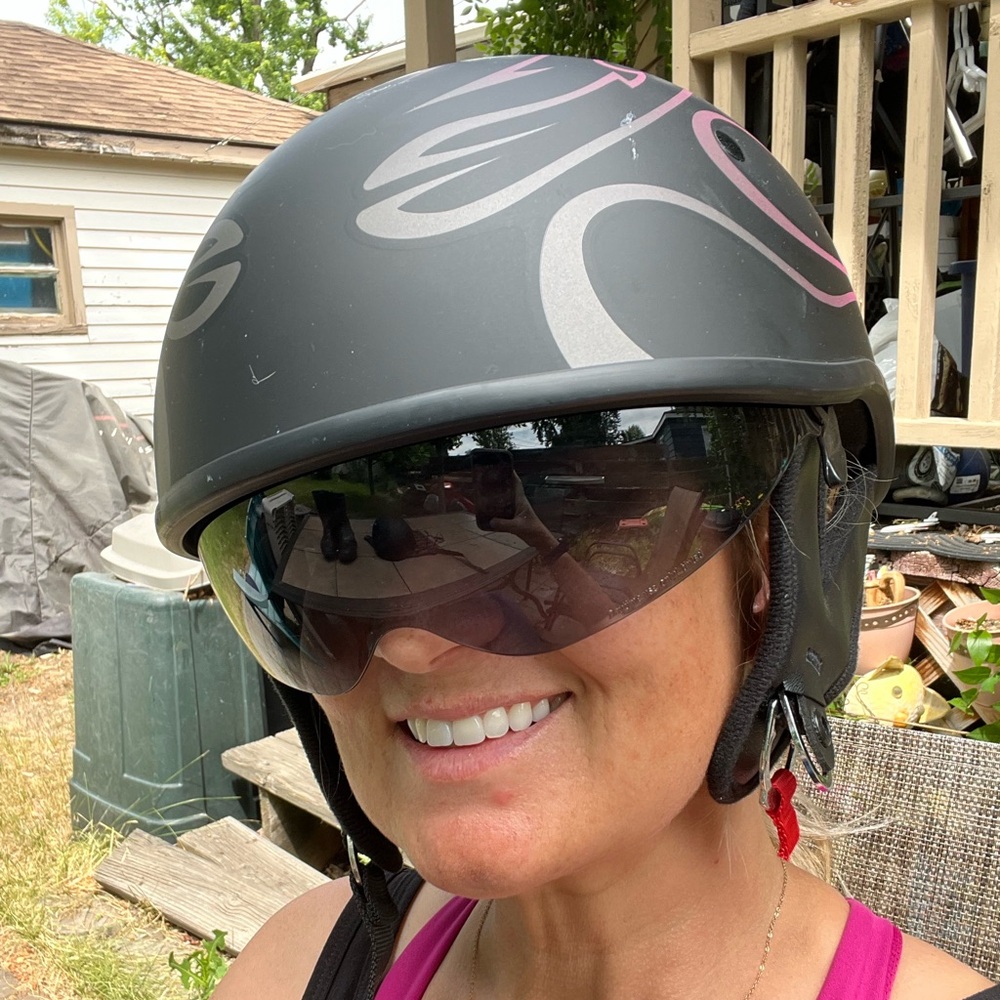 Fly Racing Black & Pink Motorcycle Helmet with Visor Size Small